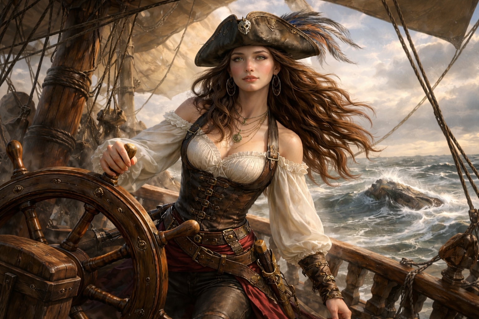 Illustration of a pirate girl representing a past life in a tarot reading