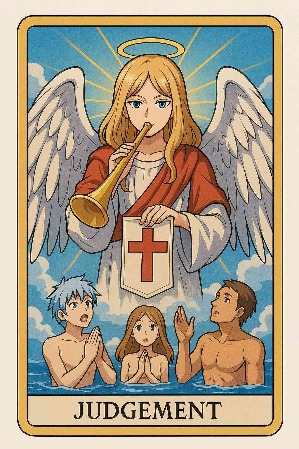 Judgement card illustrating a scene of resurrection and higher calling, representing unresolved past life themes awaiting conscious recognition and integration.